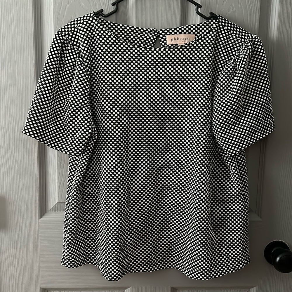 Philosophy Black and White Dot Puff Sleeve